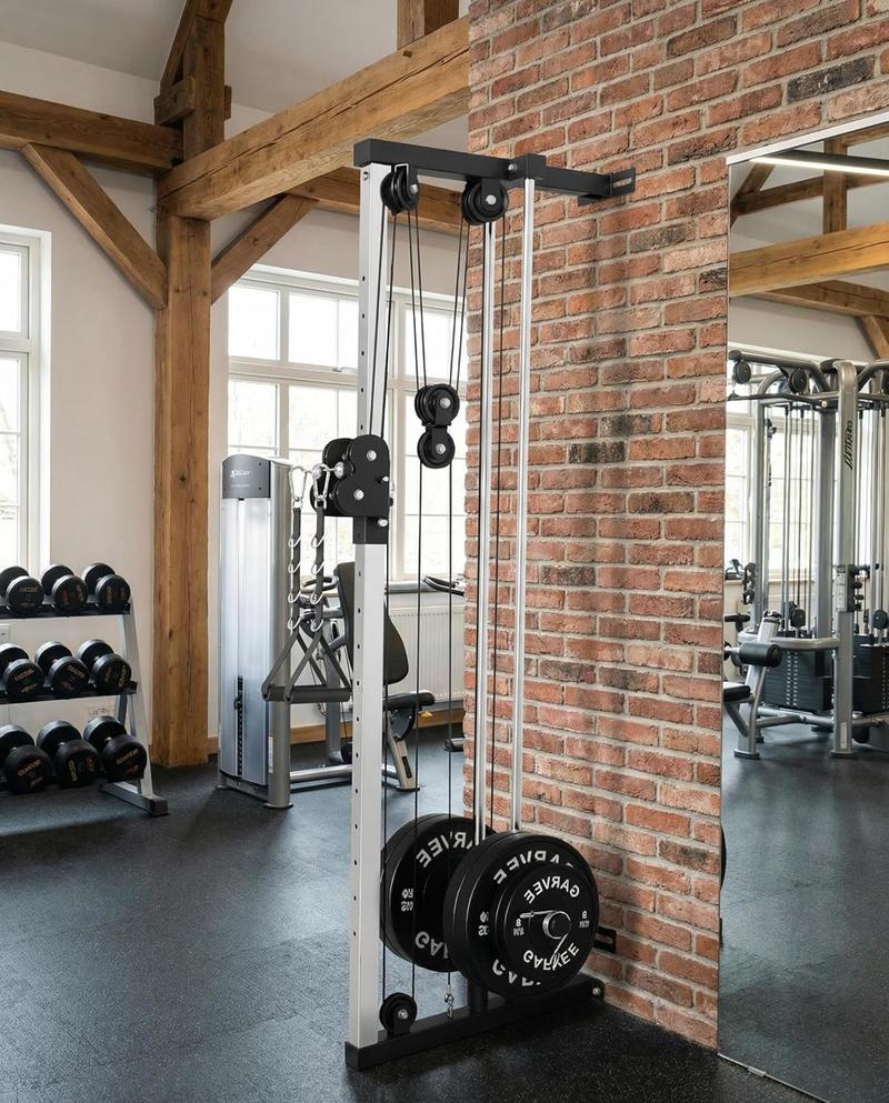 Wall Mount Cable Station – Dual Pulley Cable Crossover Machine with 18 Adjustable Positions, Tricep Rope, T-Bar, LAT Pulldown Bar & Foot Board for Home Hotel Gym Strength Training