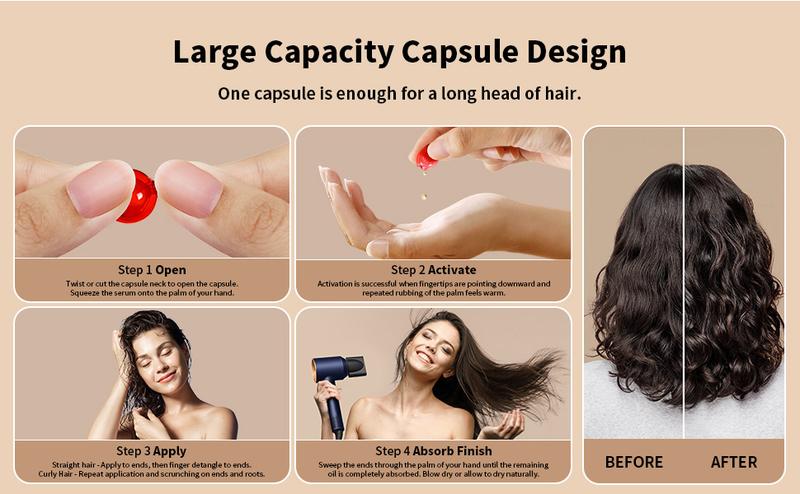 POEROES  50 Capsules Hair Oil With Argan Avocado & Moroccan  Oil - Hair Vitamins A C E Pro B5 - Hair Serum for Frizzy and Damaged Hair ， Leave In Conditioner ，Conditioner for Women & Men ， Haircare Shampoo Comfort Cleansing