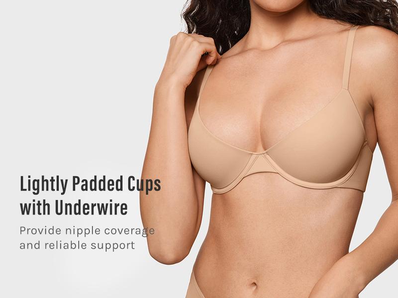 INLYRIC Women's Inbarely Plus Balconette Bra - Lightly Padded Underwire Sexy Tshirt Demi Bras Supportive Soft Fabric Adjustable Straps