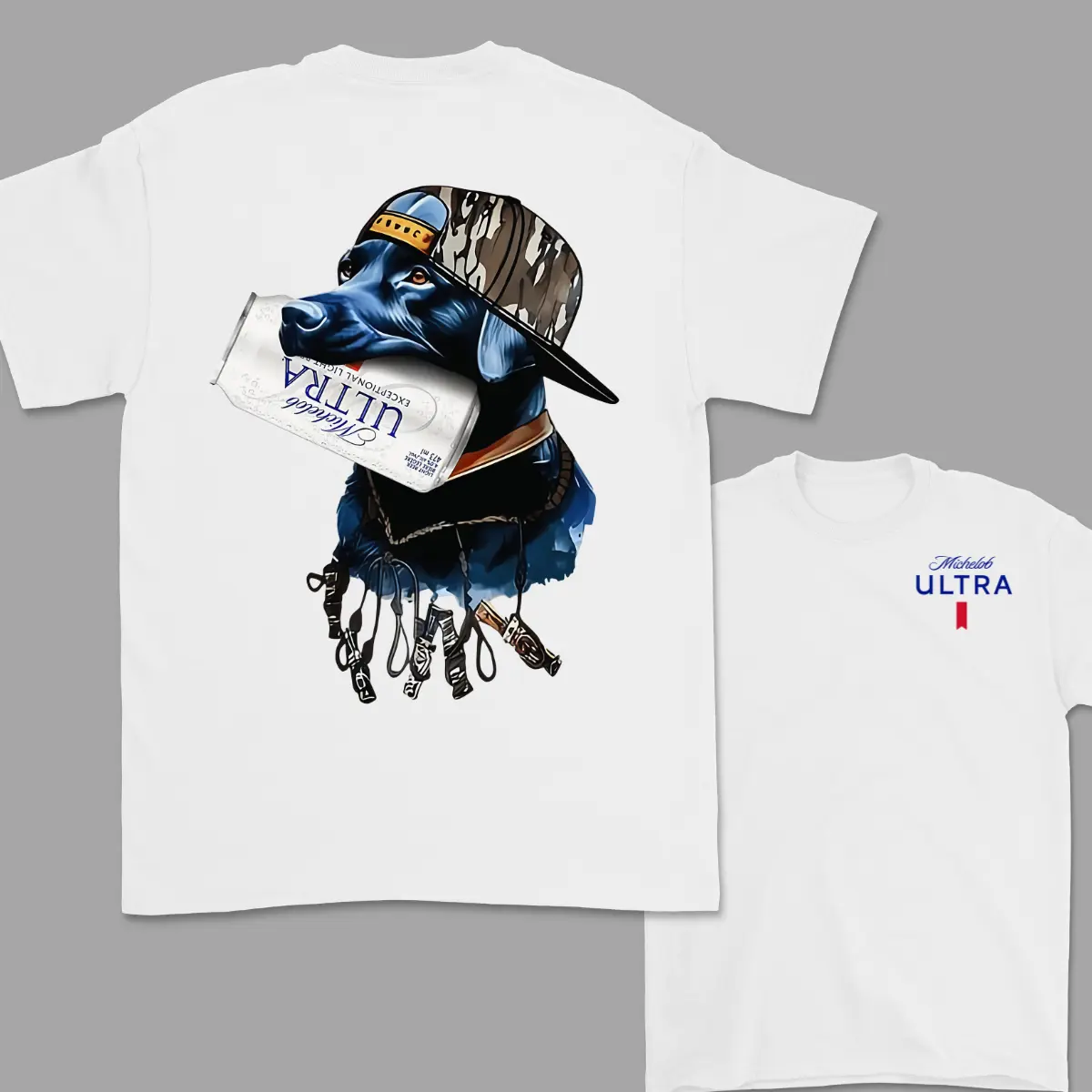 Michelob Ultra Dog Hunting Two-sided Shirt, Unisex Tee For Men - For Women, Camo Southern Straight Up, Casual Cotton Tops, Menswear Top