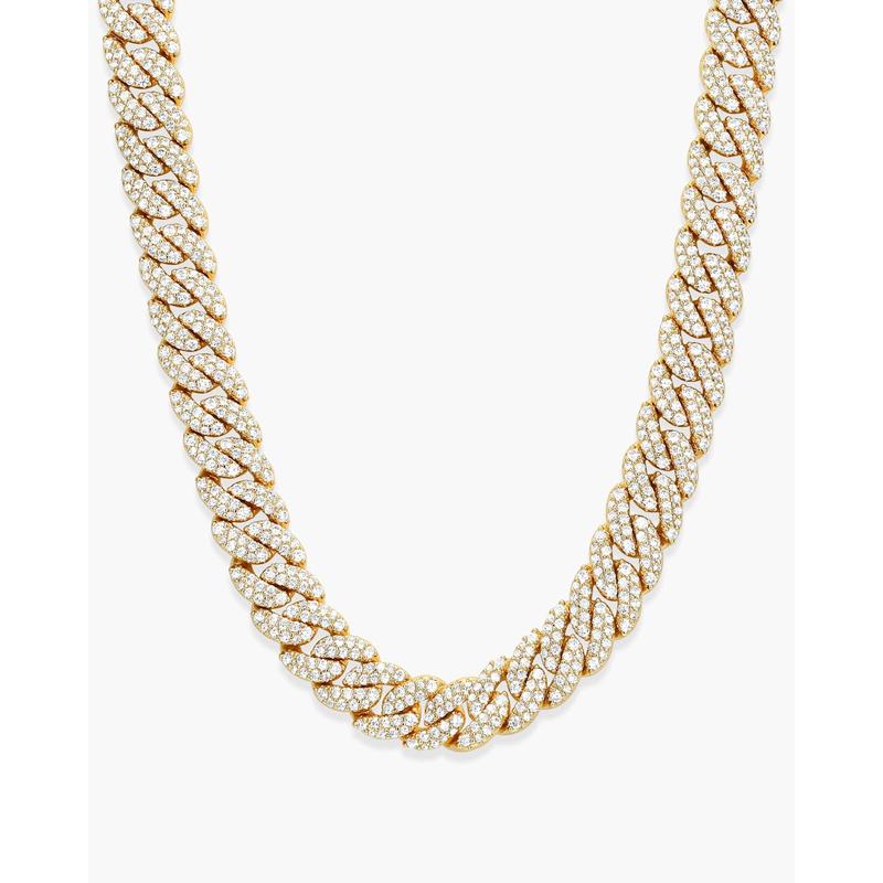 JAXXON Iced Out Cuban Link Chain 10mm - Gold - Diamond Simulants - Box Clasp