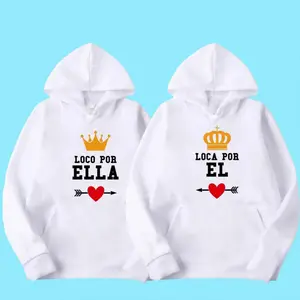 [Graphic Hoodie] Couple Matching Hoodies/T-Shirt - King and Queen Couple Graphic Hoodie Casual Fleece Pullover Hooded Sweatshirt