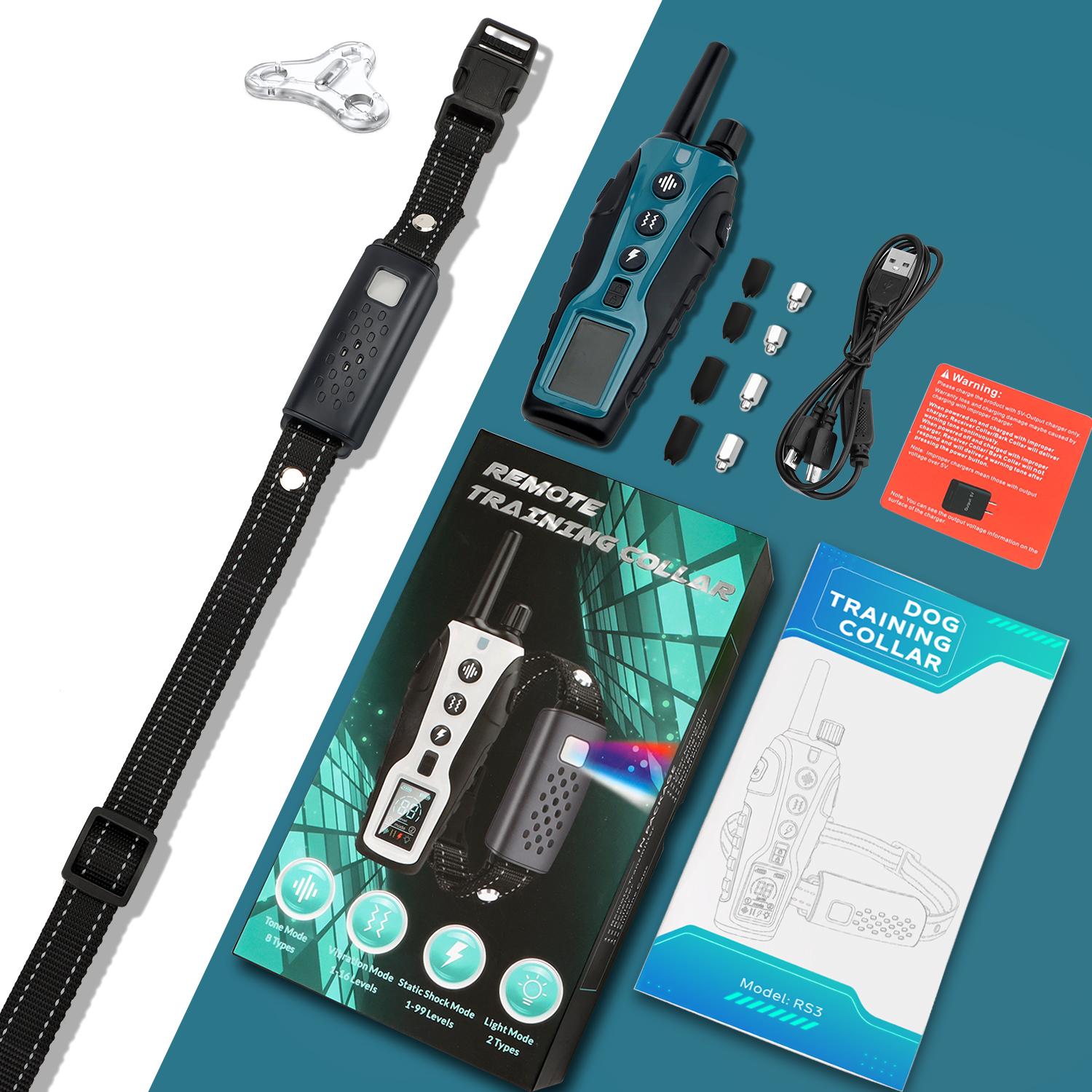 3300ft Range  Electric Shock Vibration & Sound Modes Rechargeable Dog Training Collars Adjustable Nylon Strap Waterproof  For Small To Large Dogs (5-150lbs)