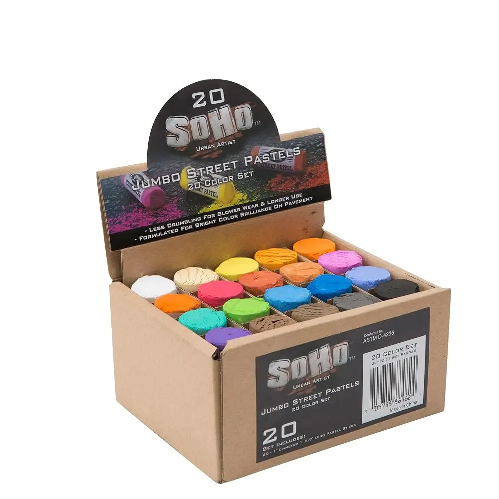 Soho Urban Artist Jumbo Sidewalk Chalk Pastels, Smooth Rich-Pigment Oil Pastels, 20 Unique Colors Art Materials Art Supply Set, Violet
