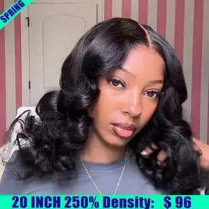 GARAXIS Short Bob Loose Wave Wig 7x5 Pre-Cut With C part Hairline ＆ Elastic Drawstring 250% Density 20 Inch