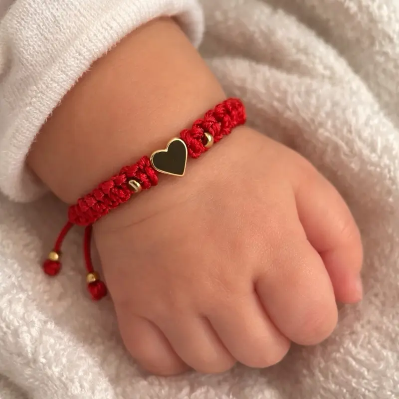 Handmade Red Bracelet with Adjustable Heart Charm Handmade Red Bracelet with Adjustable Heart Charm