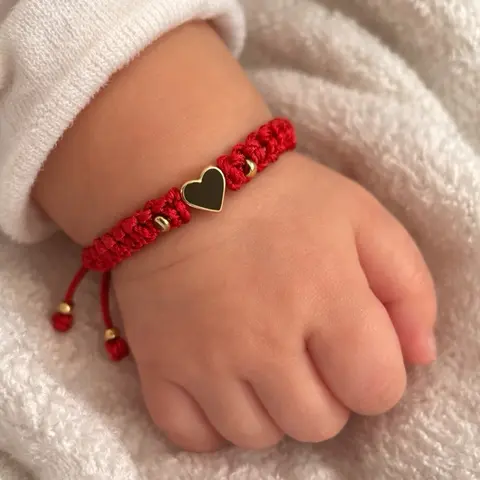 Handmade Red Bracelet with Adjustable Heart Charm