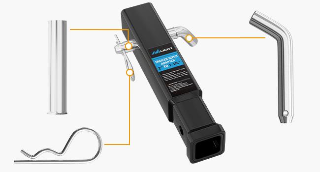 Nilight Trailer Hitch Receiver Extender Adapter Reducer 2 to 1-1/4 Inch Hitch Adapter 6-4/5 inch Extension Sleeve Convertor 350Lbs with 1/2-Inch Diameter Pin and Clip with 5/8-Inch Adapter Nilight Trailer Hitch Receiver Extender Adapter Reducer 2 to 1-1/4 Inch Hitch Adapter 6-4/5 inch Extension Sleeve Convertor 350Lbs with 1/2-Inch Diameter Pin and Clip with 5/8-Inch Adapter