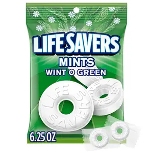 LIFE SAVERS Wint-O-Green Green Bag Individually Wrapped Breath Mints Hard Candy, 6.25 Oz Bag