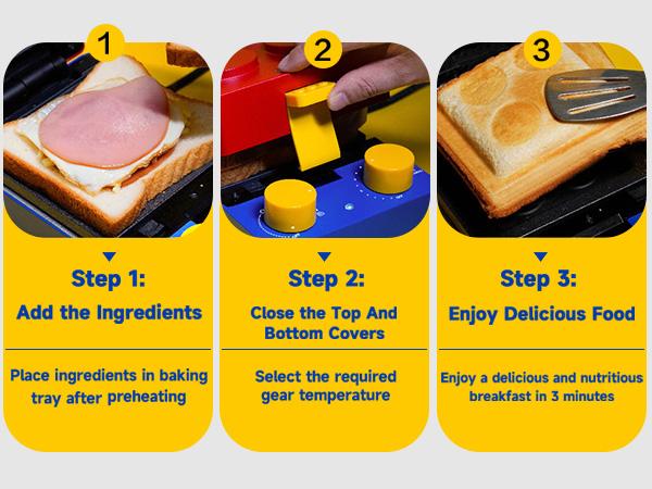 Candy 3-in-1 Breakfast Maker & Panini Press - Fun Red! Christmas Gift. Features removable plates for easy cleaning and fast heating. Perfect for snacks, quesadillas, dorms, and travel. Kids & Adults Love It!