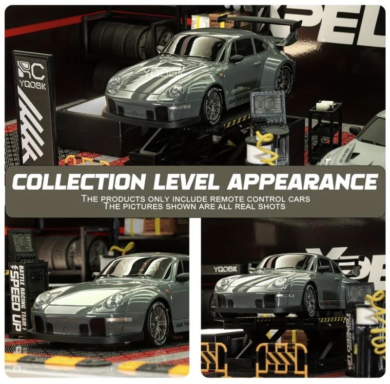 RC Drift Car Mini 4WD 7-Inch 2.4 GHz Remote Control 20 KM/H with LED Headlights, Roadblocks, Dual Batteries, Long-Range Remote Control, 2 Tire Sets Included