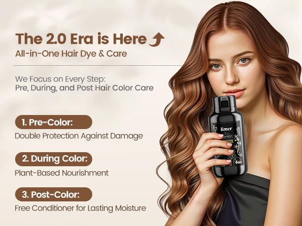 Limer Multicolor 6 in 1 Instant Hair Dye Shampoo, Hair Color for Grey Coverage, Herbal Ingredients, Natural Tinte, Ammonia-Free, Long lasting,Haircare