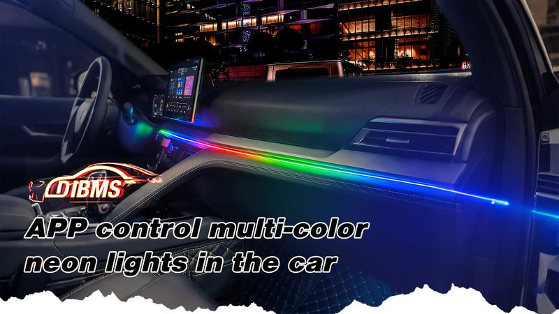 DIBMS APP Controlled RGB Car Interior Light strip,43.3 Inches Acrylic Auto Ambient Lighting Kit with Dreamcolor Chasing, Center Console Dashboard Lamps with APP Remote Control, Universal model, tape installation or embedded