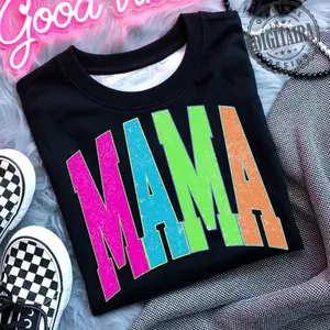 Comfort Colors Neon MAMA Shirt, Distressed Neon Mama, Varsity Mama Shirt,  Trending Mama Shirt, Distressed Mama