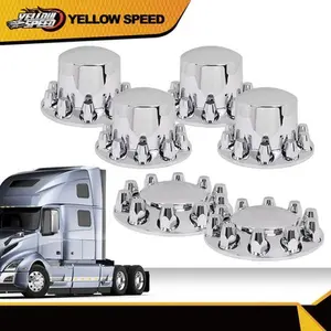 Wheel Axle Hub Cover Kit, 33mm Lug, Complete Front & Rear, Fits Semi Trucks