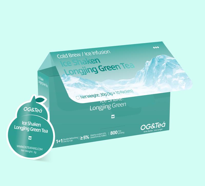 BOGO 2 Cartons Cold-brewed Iced Longjing Tea (1 Carton 30g 3g×10packs)×2 With Color Changing Glass Water Bottle Summer Green Tea