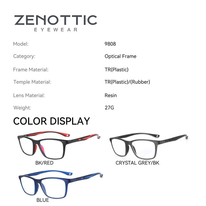ZENOTTIC Blue Light Blocking Glasses Unisex Square TR Frame Anti Eye Strain Screen Eyewear