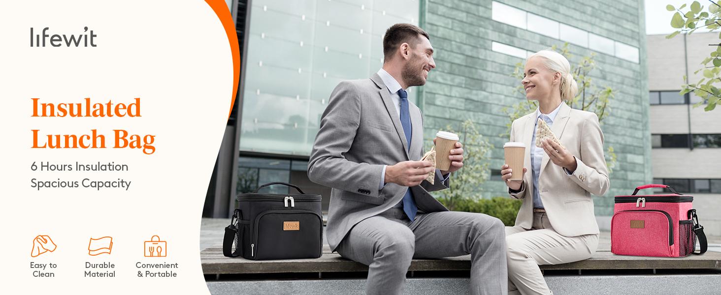 Lifewit Insulated Lunch Bag for Men and Women, Portable Cooler Tote Bag with Adjustable Shoulder Strap and Spacious Capacity