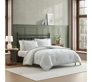 Laura Ashley Oxford Stripe Green Cotton Queen Comforter Set