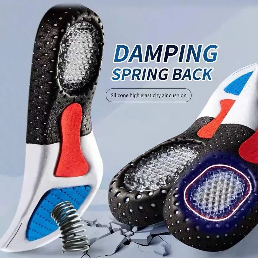 Silicone Air Cushion Shock Absorption Comfy Sports Shoe Insoles, Unisex Eva Shoe Pads, Absorbent and Breathable, Suitable for Basketball and Running Shoes, Lightweight Insoles, Shock Absorbing Insoles, Cushioning Insoles, Eva Cushioned Insole