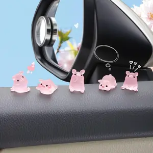 CARFIB Car Dashboard Decoration Pink Piggy Cute Girly Car Interior Rearview Mirror Accessories Office Home Desktop Funny Gifts for Women