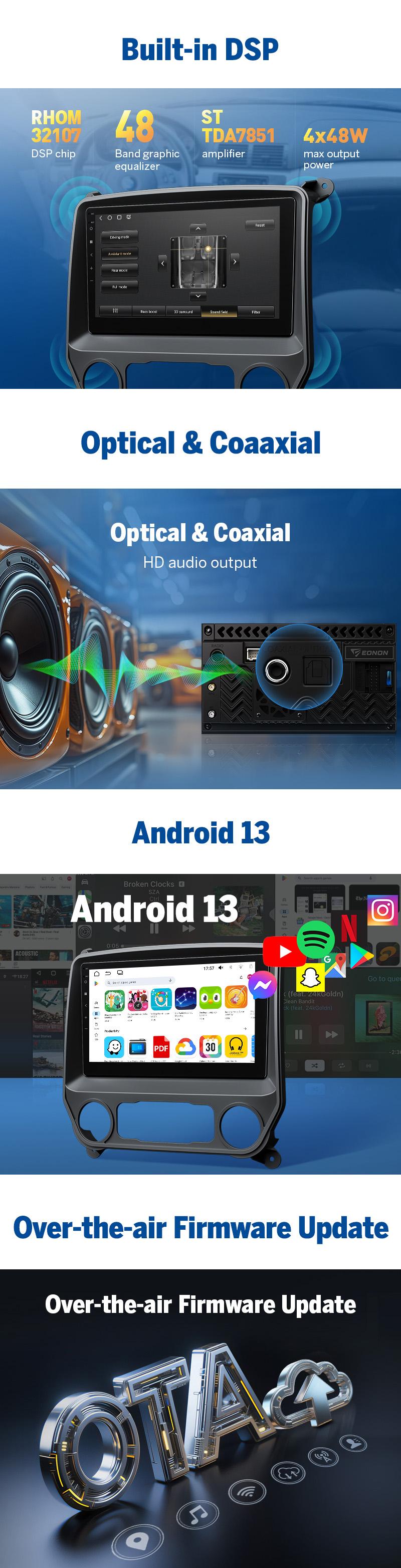 Eonon Car Stereo for Chevy Silverado GMC Sierra 2014-2018 with 10.1" IPS Touch Screen CarPlay Android Auto Android 13/14 Car Head Unit with Backup Camera & Dashcam OBDII SWC Sub BT Bluetooth 5.0 - GMSX7A, GMSX6S2 Eonon Car Stereo for Chevy Silverado GMC Sierra 2014-2018 with 10.1" IPS Touch Screen CarPlay Android Auto Android 13/14 Car Head Unit with Backup Camera & Dashcam OBDII SWC Sub BT Bluetooth 5.0 - GMSX7A, GMSX6S2