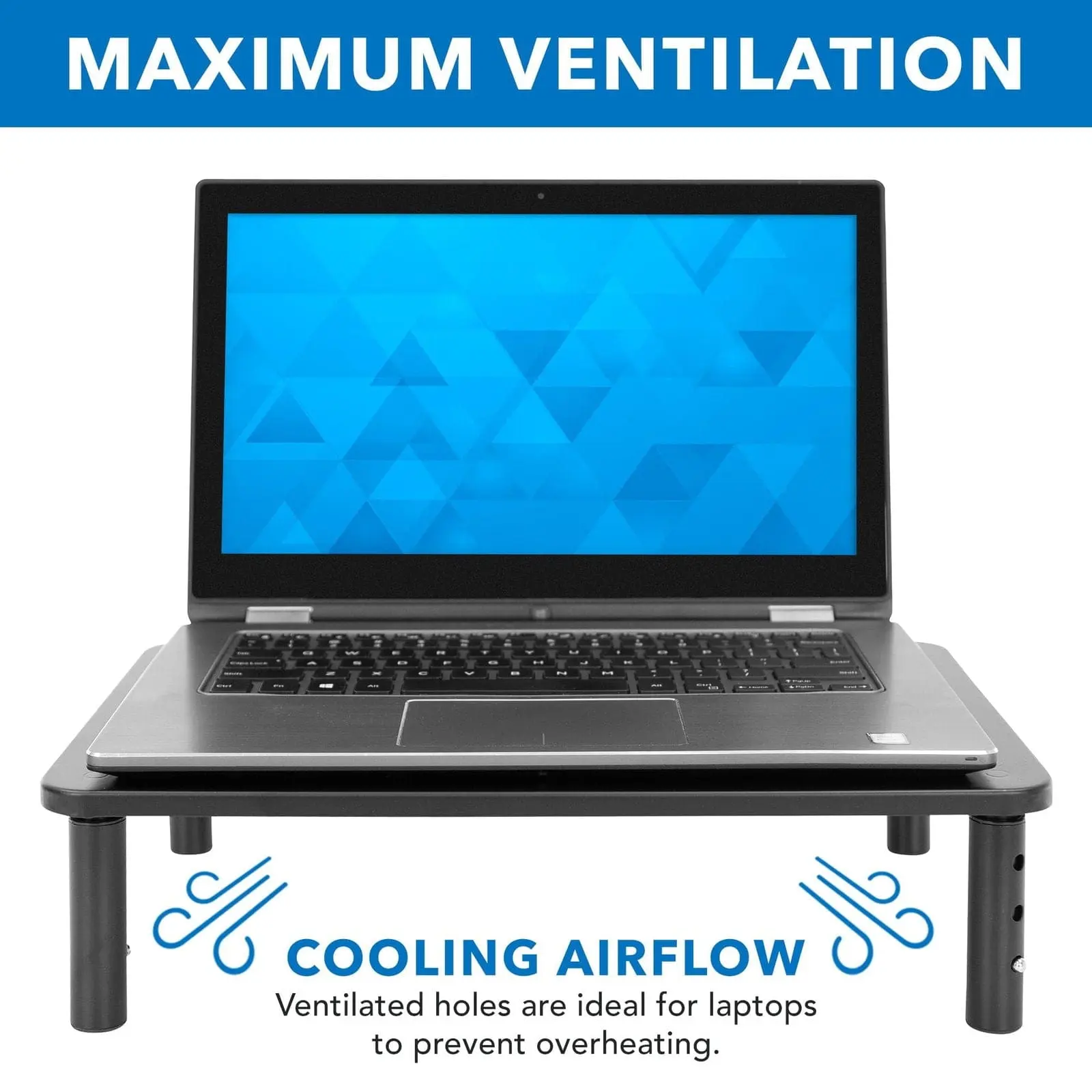 Mount-It! Ergonomic Adjustable Laptop Stand & Tray (pc stand) - Desktop Riser with Airflow Holes, 3 adjustable height levels, 44 lbs Capacity, 11-32" Screen Fit, Slim Profile, 14.57" W x 9.25" D x 5.51 inches H, Ergo Support for Productivity & Comfort