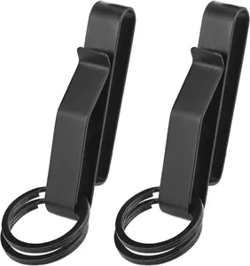 Duty Belt Key Holder, 2 Pack Belt Key Clip, Stainless Steel Stealth Belt Loop Key Ring Holder with 4 Keyrings UIInosoo for Handcuff Fits Max 2.25 Inch Belt