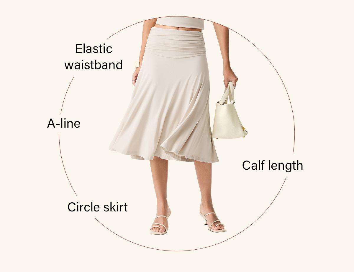 OGL Flowy Side Ruched A-line Midi Skirt - Elegant and Comfortable for Everyday Wear SpringStatements