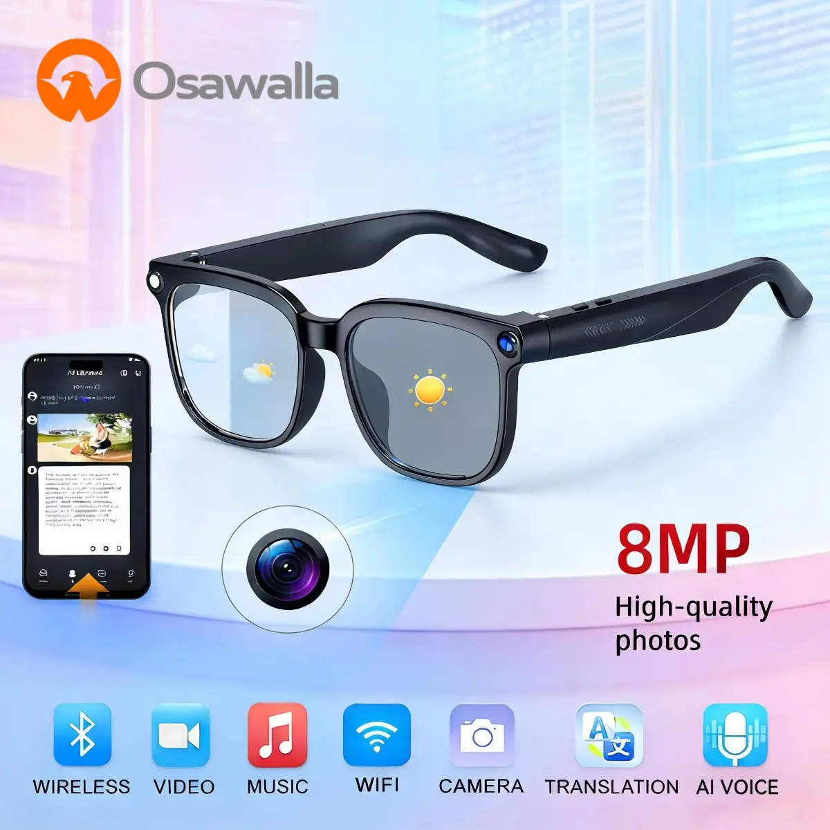 2026 New Smart AI Camera Glasses with8MP Camera Glasses,1080P Anti-Shake Video Recording,Button Touch Adjustment for Travel Outdoor Adventures Hands-Free Photography 139 Languages Real-Time Translation Bluetooth Wireless Wearable Video Recording tiktoksho