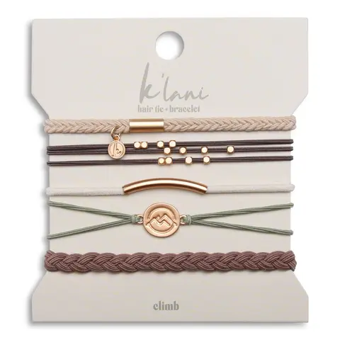 "Climb" Natural Colors with Gold Mountain Accent hair Tie Bracelets