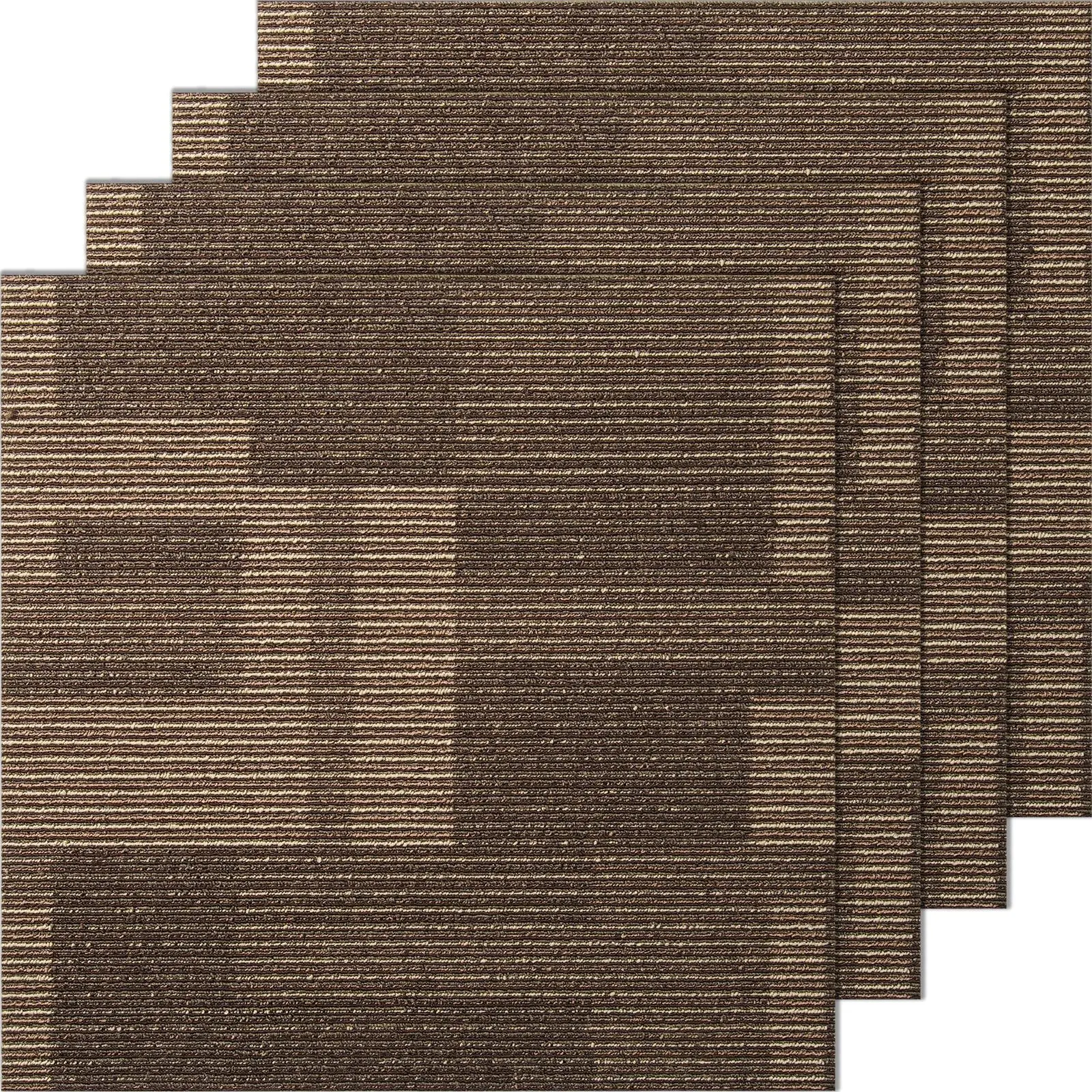 【SummerFinds】VEVOR Carpet Tiles Reusable,  , 24"x 24"Carpet Squares With Padding Attached, Soft Padded Carpet Tiles, Easy Install DIY for Bedroom Living Room (24Tiles, Mixed Brown)