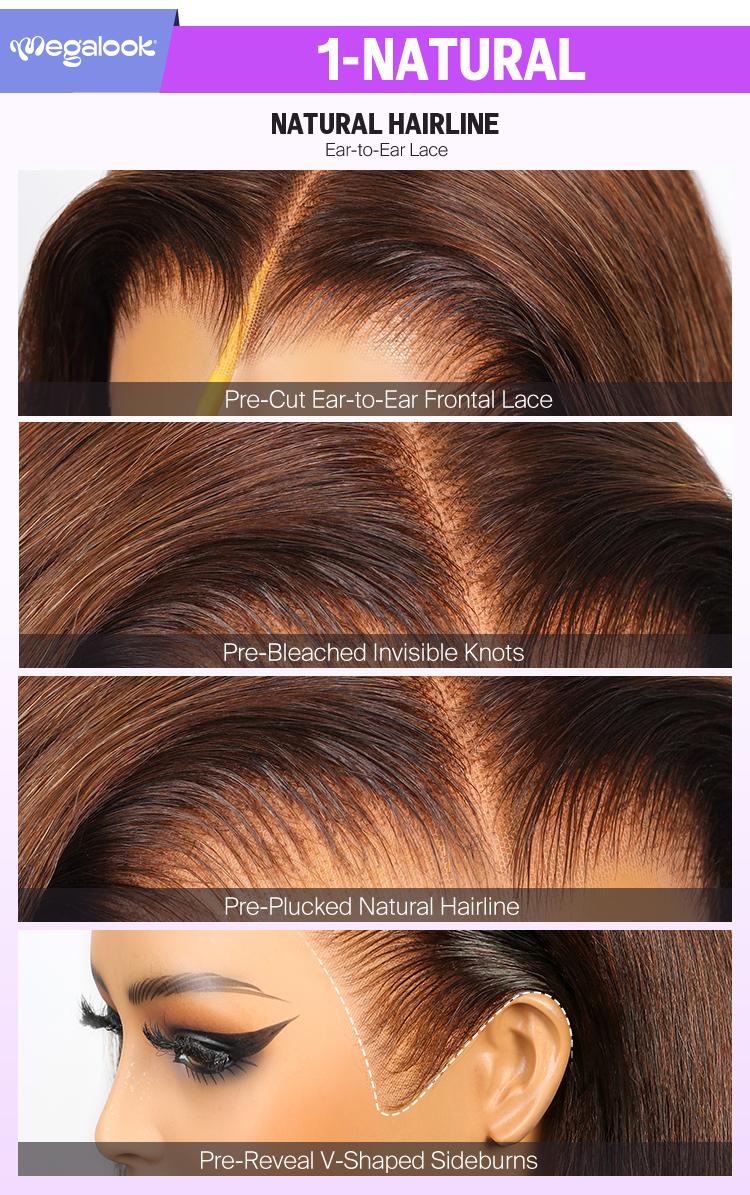 [13x6 Fall Hair] Megalook #4 Chocolate Brown HD Lace Frontal Wigs Pull Go Glueless Wig Body Wave Human Hair Pre-plucked Natural Hairline With Drawstring Band