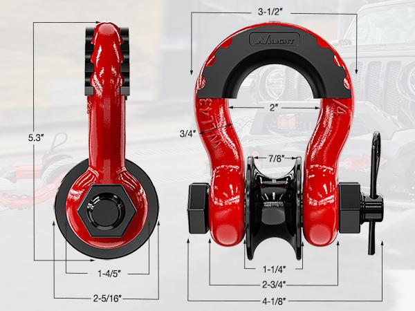 Nilight 3/4" D Ring Shackle with Towing Pulley 2 Pack 4.75 Ton (9500 Lbs) 7/8" Pin Heavy Duty Off Road Recovery Shackle with Isolators Washer Kit for Jeep Truck Tractor Vehicle ATV UTV Nilight 3/4" D Ring Shackle with Towing Pulley 2 Pack 4.75 Ton (9500 Lbs) 7/8" Pin Heavy Duty Off Road Recovery Shackle with Isolators Washer Kit for Jeep Truck Tractor Vehicle ATV UTV