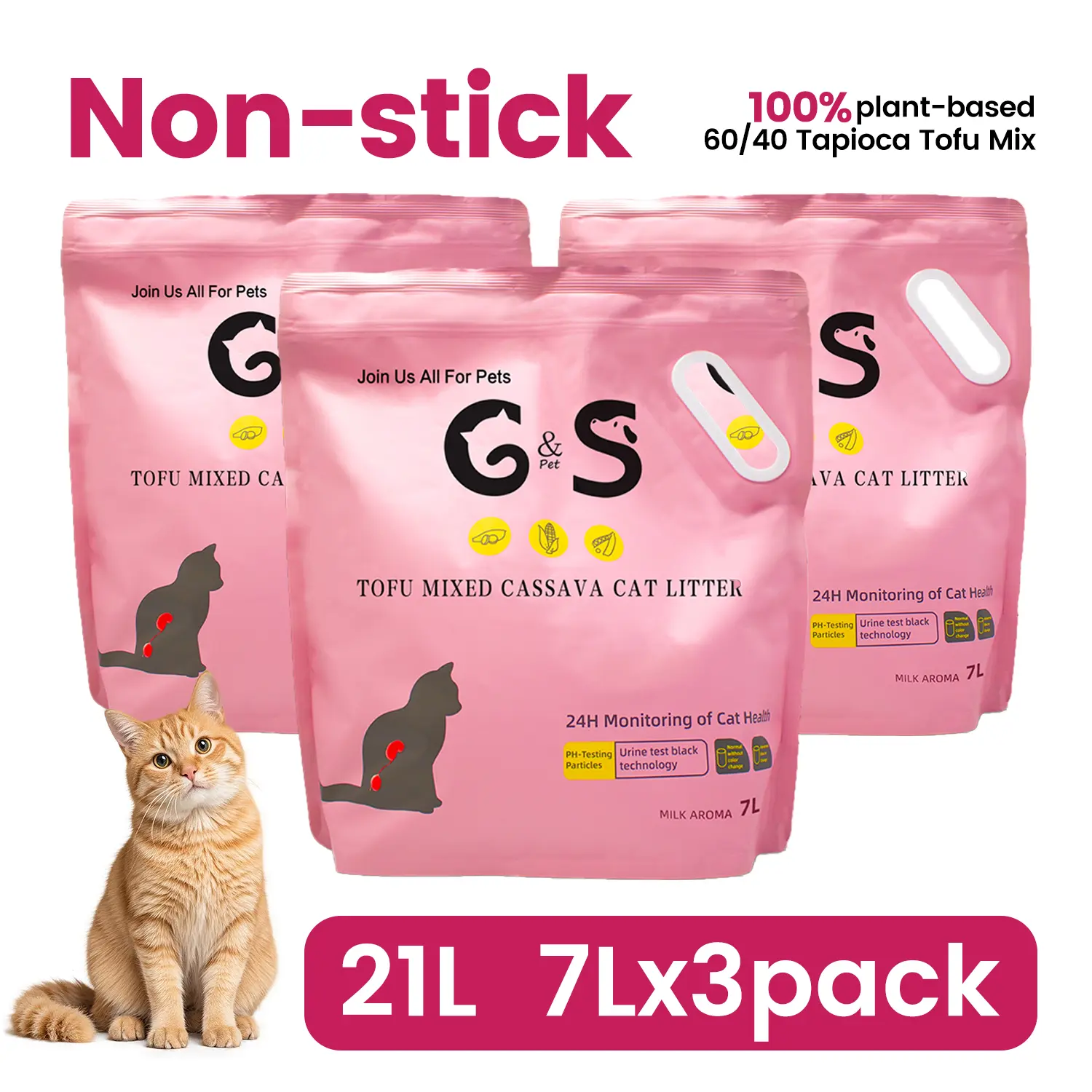 PH-Sensing Cat Litter 27l MixTofu+Cassava Formula - Real-Time Health Monitoring, Ultra Clumping, Odor Control, Suitable for Cats