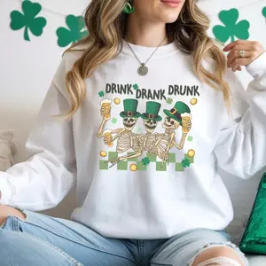 Drink Drank Drunk Sweatshirt for St Patricks Day, Funny Drinking Sweatshirt