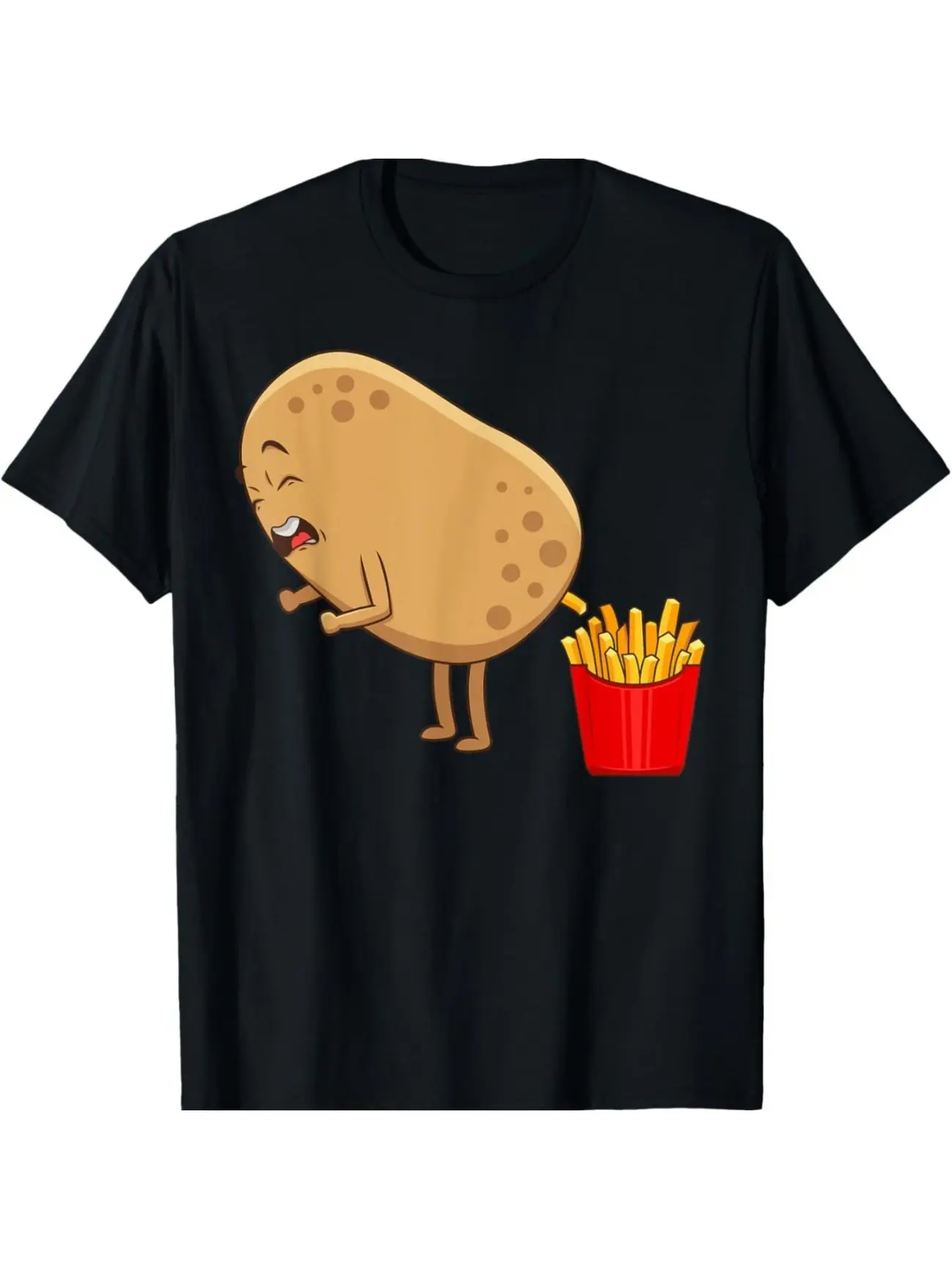 [100% Cotton] graphic tees Summer Comfortable Casual Short Sleeve Funny French Fries Designs T-Shirt for Men & Women Halloween short sleeved shirt, Christmas men's T-shirt, Halloween gift, Christmas gift