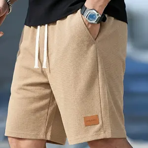 Men’s Summer Waffle-Knit Casual Shorts – Loose Fit, Drawstring, Minimalist Basic Style for Everyday Commuting