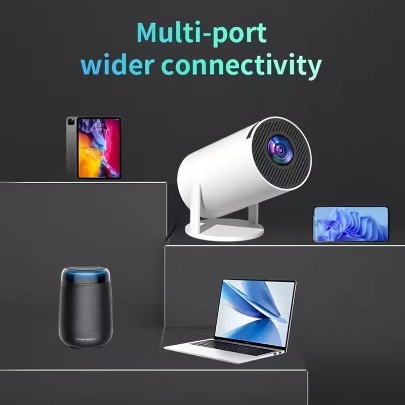 Projector with WIFl 6 and Bluetooth support, HD supportportable projector, 180 rotatable 130 "screen movieprojector, automatic keystone correction, compatible with laptop, PC, smartphone (white) audio automatic cableHDMl speaker Wireless Android