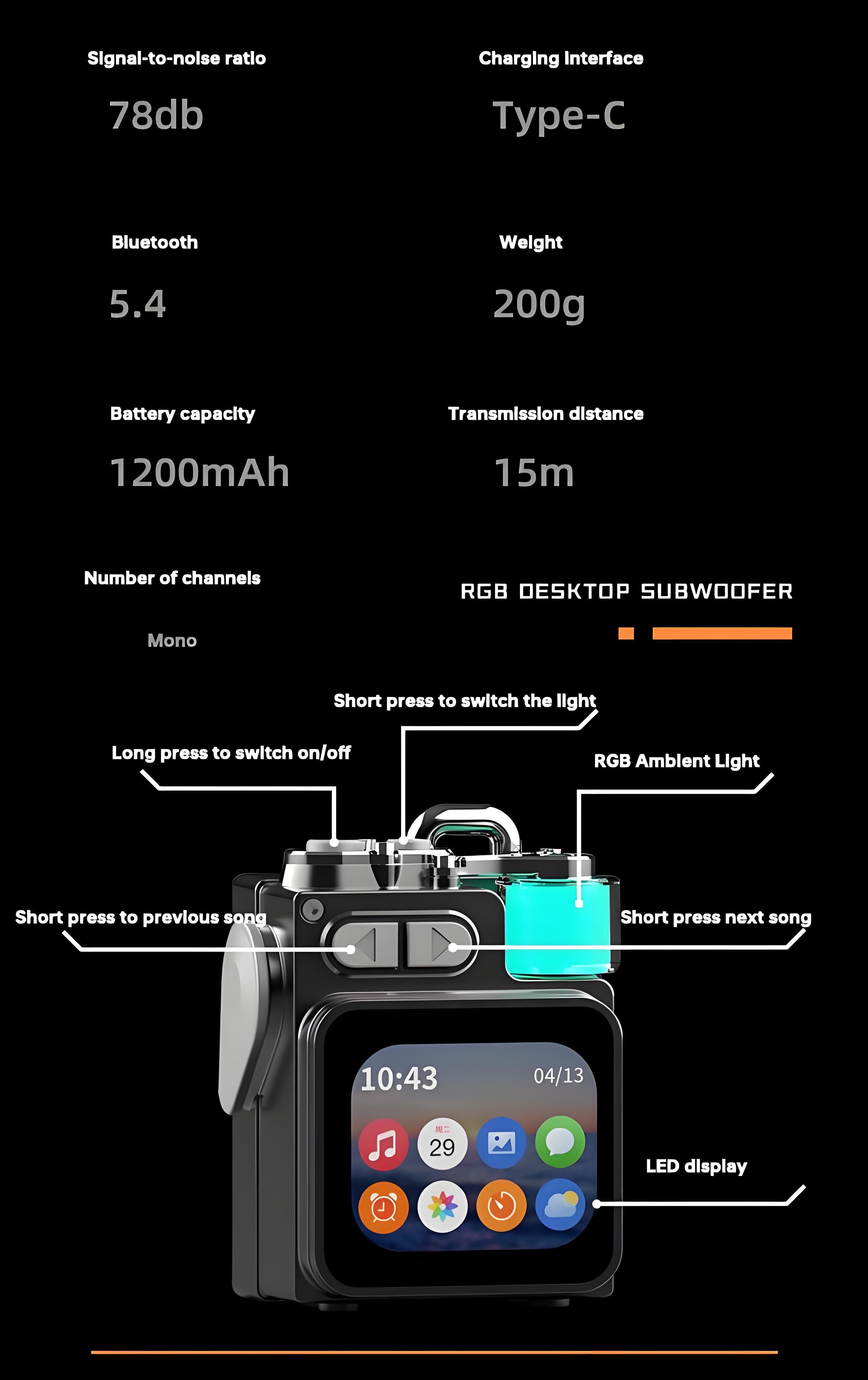 DK08 Smart Touchscreen Bluetooth Speaker Ultra Mini Portable Wireless Sound System with FM Radio Subwoofer Rechargeable Battery for Home Office Outdoor & Smartphone The Perfect Gift for Christmas Birthday Compact Audio