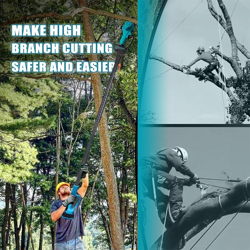 3-in-1 Cordless Pole Saw, Mini Electric Chainsaw and Electric Pruning Shears with 6.5ft Telescopic Pole, 6 Inch Electric Brushless Pole Saw with 2 1.3Ah Batteries for Home Garden Tree Pruning