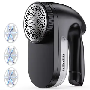 【High Housepower】PKBD IPX6 Waterproof Electric Fabric Shaver & Lint Remover Rechargeable Sweater Defuzzer with 3 Extra Blades for Clothes Black