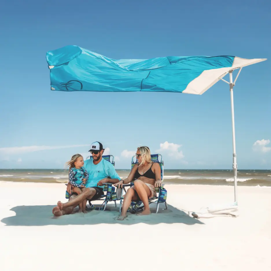 Solbello Wind-Driven Beach Umbrella UPF 50+ Sun Protection Lightweight Quiet Effortless Setup Patented Beach Shade