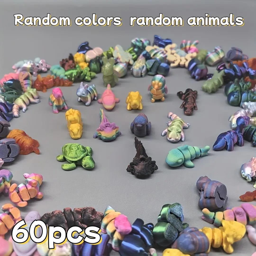 60-Piece 3D-Printed Animal Kingdom Model Set, Unique Animal Design Decorations for Room, Garden, Aquarium and Holiday Scenes, Home Decor Statues, Collectible Figurine, Cute Animal Design, Animal Figurines
