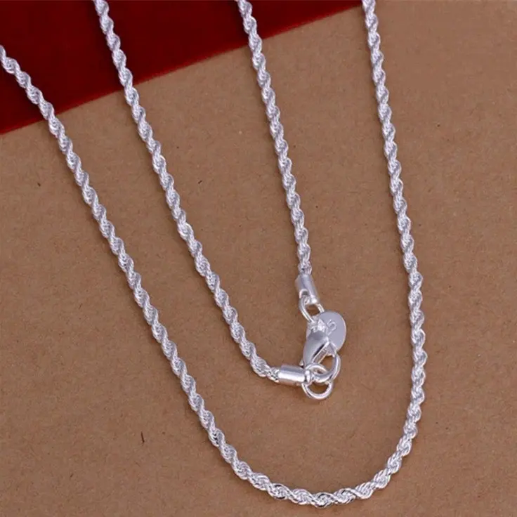 (Buy One Get One Free)2PCS 925 Sterling Silver Twisted Rope Chain Necklace and Bracelet - Simple Hip - Hop Style, Shiny Basic Chain for Women's Elegant Jewelry Accessories, Twisted Rope Design,A must-have gift for Christmas (Buy One Get One Free)2PCS 925 Sterling Silver Twisted Rope Chain Necklace and Bracelet - Simple Hip - Hop Style, Shiny Basic Chain for Women's Elegant Jewelry Accessories, Twisted Rope Design,A must-have gift for Christmas