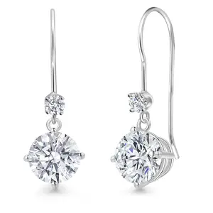 Gem Stone King 2.13 Cttw IGI Certified Lab Grown Diamond in 14K White Gold Earrings for Women | Round Center Diamond 1.00 Ct | D-E Color | VS1-VS2 Clarity
