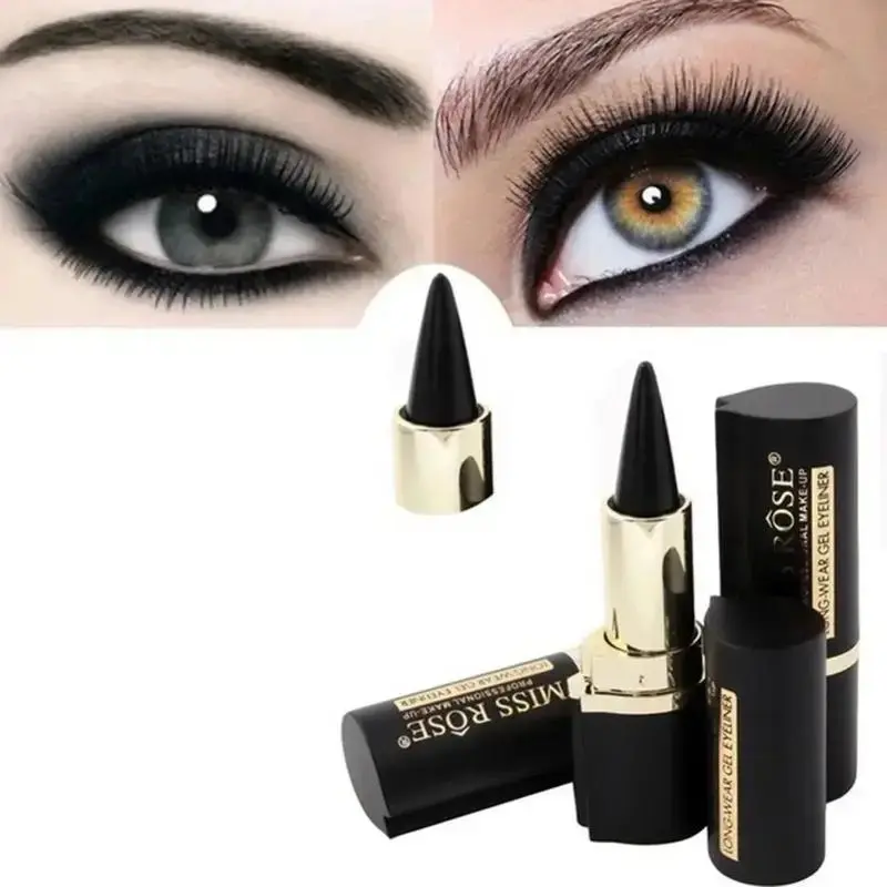 MISS ROSE 2-in-1 Waterproof Gel Eyeliner & Lipliner Pencil - High-Quality Ingredients Longwear Eye Liner, Smooth Shimmer Kajal Stick with Brush & Powder for Professional Beauty Products, Eyeliner Pencil Alternative, Day And Night, Smudge Proof Eyeliner