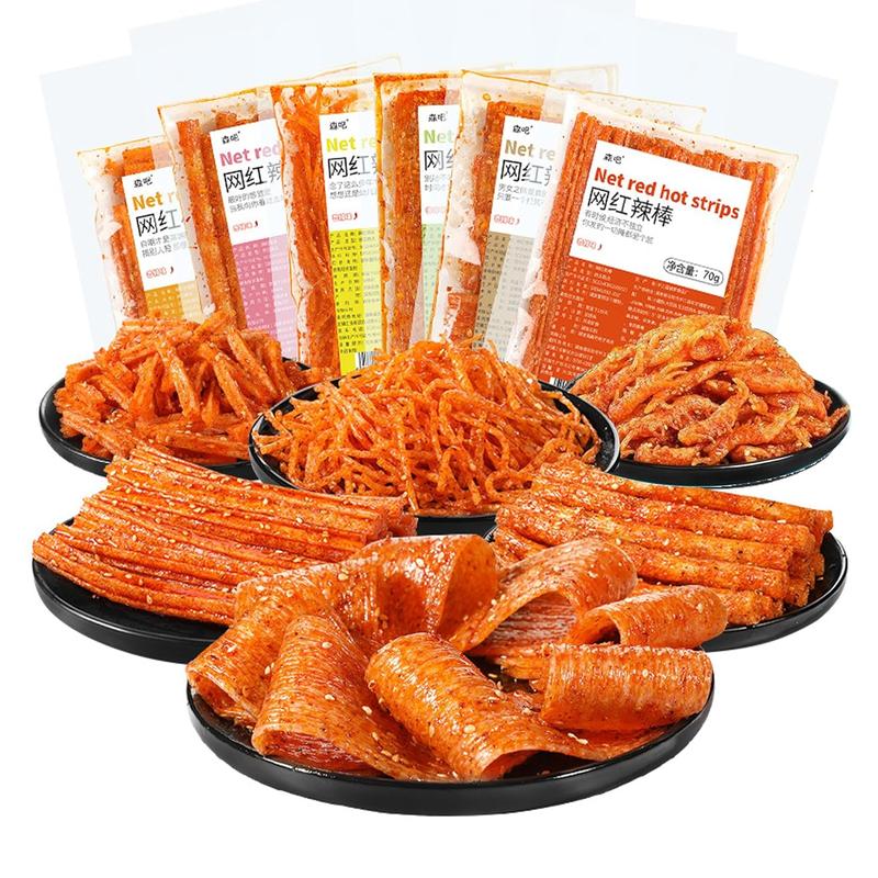 Spicy Strips,Latiao,6 Packs Chinese Spicy Sticks,Chinese Classic Piquancy Leisure Latiao Snack Individual Package(2.4 ounces perpack) (Latiao-M)