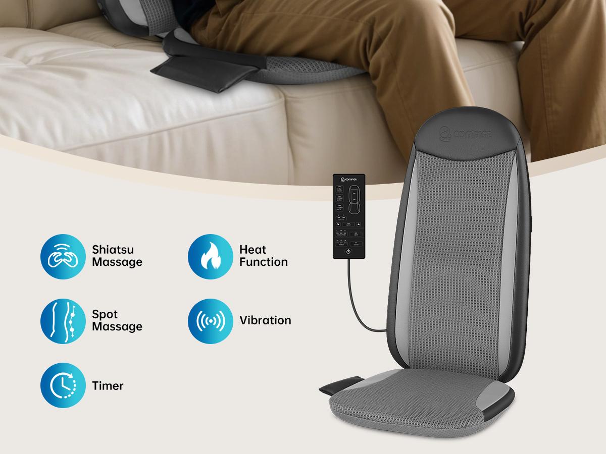 Comfier Shiatsu Back Massager with Heat & Vibration - Deep Tissue Massage for Neck Hip Relief - Home Office Chair Pad - Gift for Women Men Dad Mom Adjustable Daily - Mild Therapy Comfier Shiatsu Back Massager with Heat & Vibration - Deep Tissue Massage for Neck Hip Relief - Home Office Chair Pad - Gift for Women Men Dad Mom Adjustable Daily - Mild Therapy