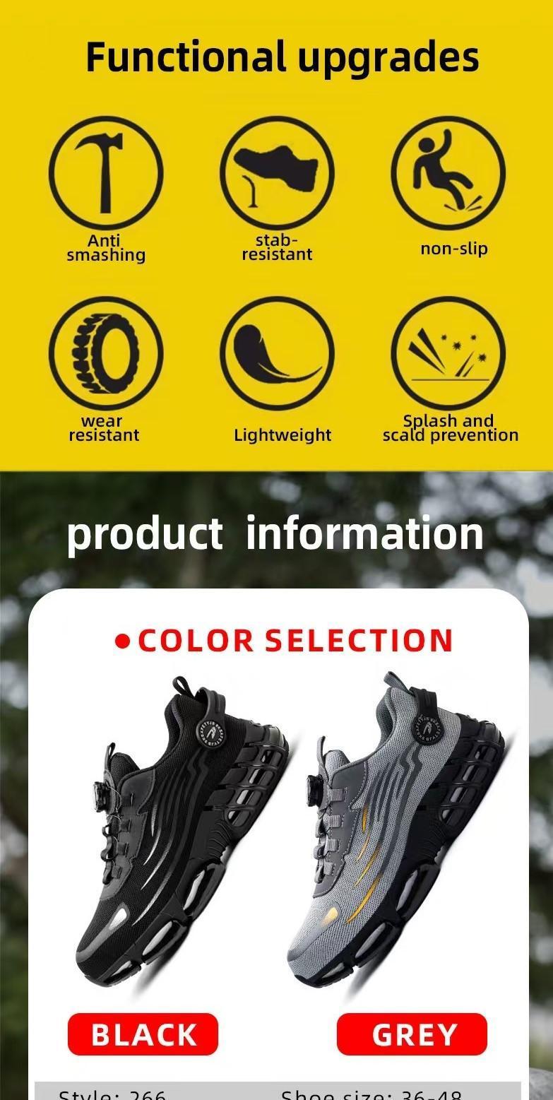 Men's Lace Up Low Top Anti Piercing & Anti Smashing Safety Shoes with Rotating Button Breathable Contrast Mesh Anti-Slip Sole for Outdoor Work Men's Lace Up Low Top Anti Piercing & Anti Smashing Safety Shoes with Rotating Button Breathable Contrast Mesh Anti-Slip Sole for Outdoor Work